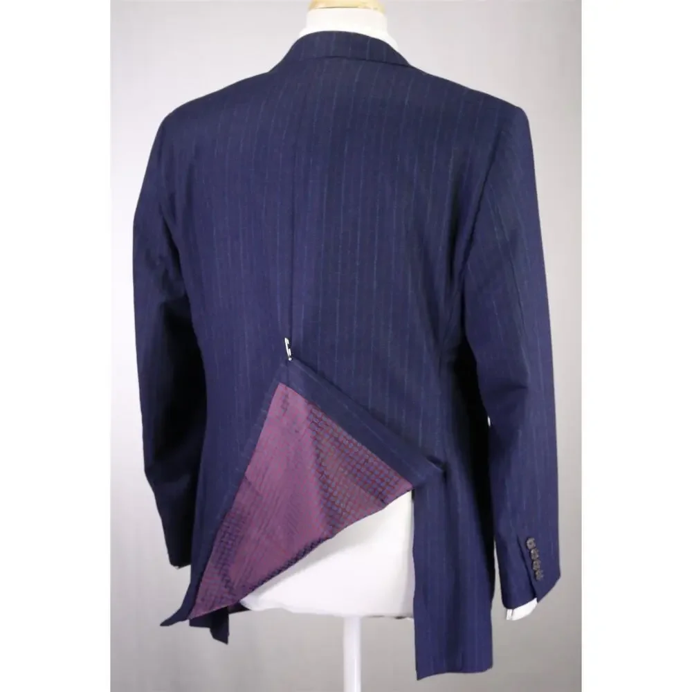 Hickey Freeman Navy w/ Purple Stripes Super 170s Wool & Cashmere Fleece Suit 42R
